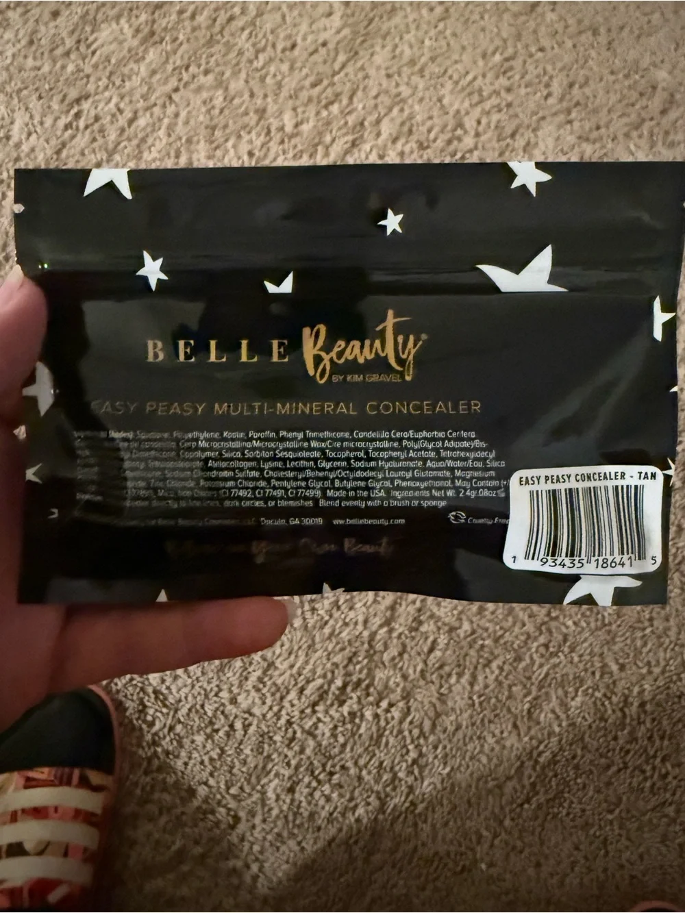Belle by Kim Gravel Easy Peasy Concealer Pouch in Black and White Star Print